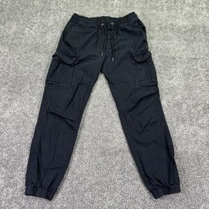 CSG Jogger Pants Mens Large Black Cargo Elastic Waist Cuffed Pockets Casual